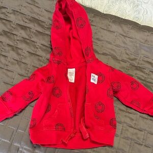Red Hooded Baby Jacket with lion Print